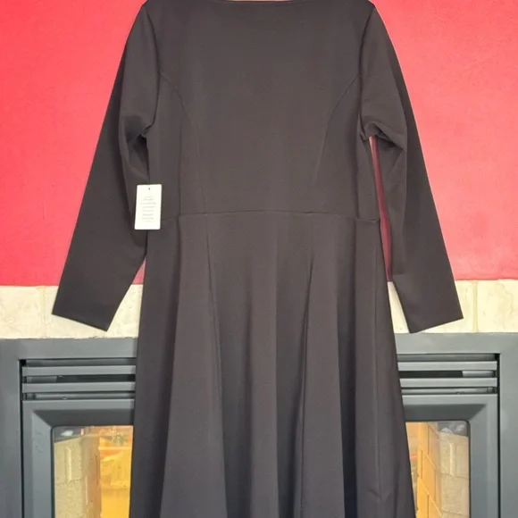ELOQUII 20 Black Fit & Flare 3/4 Long Sleeve Dress New 20W - Picture 5 of 12